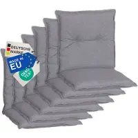 NYVI Gartenstuhl Auflagen Niedriglehner 6er Set Barcelona - UV-Beständig, Atmungsaktiv, Strapazierfähig - Niedriglehnerauflagen Sitzkissen Outdoor - Sitzauflagen für Gartenstühle 100x50cm Mittelgrau