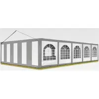 Markenlos Partyzelt 5x10 m Pavillon Zelt PE Plane 450 N Gartenzelt Festzelt Bierzelt wasserdicht grau-weiß
