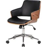 Home24 Bürodrehstuhl - Kunstleder / Stahl - Schwarz / Chrom