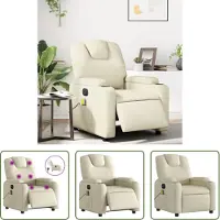 The Living Store Massagesessel Elektrisch Creme Kunstleder