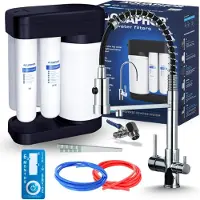 ARI Wasserfilter Set Morion mit 3-Wege Küchenarmatur , Umkehrosmose, ausziehbarer Brause, 360° schwenkbar, Chrom
