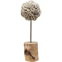 Viana Winterdeko Holzdeko Baum Landhausstil Birke Eicheln Zapfen Weiß H40cm