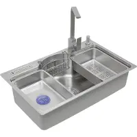 Easybuy Küchenspüle Edelstahl Küche Silber Multifunktionsspüle Einschalen Spüle mit Spülkorb