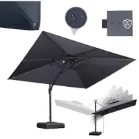 PURPLE LEAF Economy Hardtop Pavillon 4,25x3 m wasserdicht, winterfest und stabil für den Garten, Grau,mit Beleuchtung