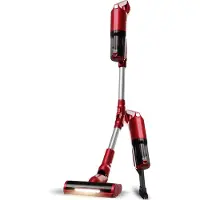 TurboTronic Akku-Staubsauger - CV11 - kabelloser 2in1 Stab- & Handstaubsauger, 120 W, 11 kPa Saugleistung, HEPA-Filter, Zyklon-Technologie, LED-Bodenbürste Red