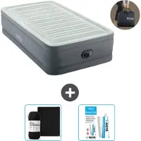 Intex Luftbett - 1 Person - 99 x 191 x 46 cm - Grau - Inklusive Pumpe - Spannbettuch en Reperaturset