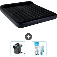 Intex Luftbett - 2 Personen - 183 x 203 x 25 cm - Dunkelblau - Im Lieferumfang enthalten Pumpe en Reperaturset