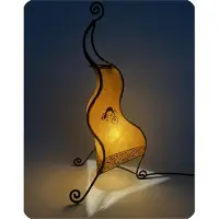 SIMANDRA Orientalische Lampe Hennalampe marokkanische Lederlampe Tischleuchte Stehleuchte Essaouira Gecko 50 cm, gelb