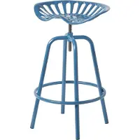 Homescapes Vintage Barstuhl Traktorsitz Barhocker Metall Thekenstuhl 74cm hoch - blau