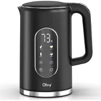 Olvy Wasserkocher mit Temperatureinstellung 1,7L – LCD-Display, 2200W, BPA-frei, Warmhaltefunktion, Kalkfilter, Temperaturwahl 40–100°, Edelstahl