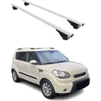 Omtec Dachträger Gepäckträger für Kia Soul 2008-2013 Grundträger Metall Silber 2tlg