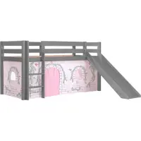 58 aufm Kessel Kinderbett mit Rutsche Karolina Massivholz Grau Textilset Burg 1