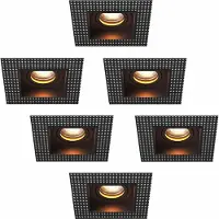 LEDVION LED Einbaustrahler 6er Set Schwarz GU10 Fassung Warmweiss