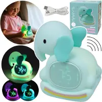 Sarcia.eu Mary's Silikon-LED-Nachtlicht mit Wecker, Schaukel-Elefant, weiches RGB-Licht fürs Kinderzimmer, USB-aufladbar