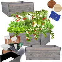 MODO24 Hochbeet Holz, Pflanzkasten, Massivholz, Kiefer, Kräuterbeet, Blumenkasten, Garten, Terrasse, 45x120x100 cm, Grau, ZP06