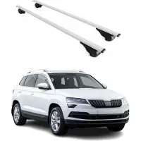 Omtec Dachträger Gepäckträger für Skoda Karoq 2017-2025 Grundträger Metall Silber 2tlg