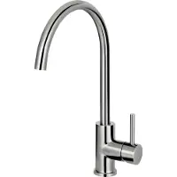 Solido Einhand-Spültischbatterie modern | Wasserhahn hohe runde Form | Küchen-Armatur schwenkbar Edelstahl | Hahnloch-Bohrung 35 mm