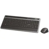 Hama KMW-600, Volle Größe (100%), Kabellos, RF Wireless, QWERTZ, Anthrazit, Schwarz, Maus enthalten