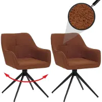 Mendler 2er-Set Esszimmerstuhl HWC-O47, Küchenstuhl Armlehne, drehbar Auto-Return, Stoff/Textil (270g/m²) terrakotta