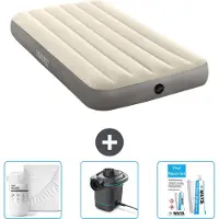 Intex Luftbett – 1 Person – 99 x 191 x 25 cm – Beige – im Lieferumfang enthalten Spannbettuch - Pumpe en Reperaturset