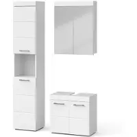Vicco Badmöbel-Set Luna Weiß 3 Teile, mit Hochschrank, Model 38781