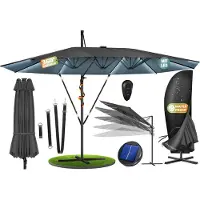 Kesser Sonnenschirm Doppelsonnenschirm 4,6m x 2,7m | Ampelschirm Abdeckung & Windsicherung mit Kurbel & Ständer | Kurbelschirm Aluminium wasserabweisend | Neigbar Kippbar 360° Drehbar