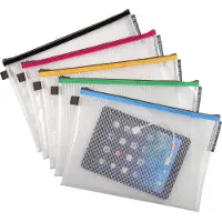 Exacompta Tasche EVA mit Reißverschluss, 34150E, DIN A4, Farben sortiert, flexibel aus PP, 10 Stück