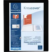 Exacompta Krea Cover 25 mm Präsentationsmappe PP (Polypropylen) DIN A4+ 4 Ringe Schwarz 51846NE 10 Stück