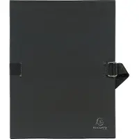 Exacompta 721E 10x Dokumentenmappe aus kaschiertem Karton 2,7mm, dehnbarer Faltenrücken, 24x32cm für DIN A4 - Schwarz