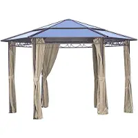 DELUKE Pavillon SION 6-eckig Beige Kunststoff | Gartenpavillon Gartenlaube für Garten/Terrassen