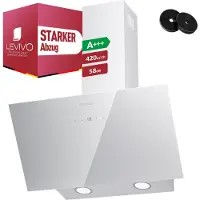 Levivo A+++ Kopffreie Dunstabzugshaube 60cm Umluft & Abluft mit 420 m³/h Luftleistung, Abzugshaube mit 2 Aktivkohlefiltern, 1 Fettfilter, 3 Stufen