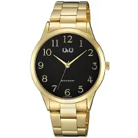 Q&Q Herrenuhr mit Edelstahlarmband, goldfarben/Zifferblatt schwarz
