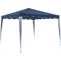 DELUKE Pavillon STEFAN 3x3m Blau-Weiß Polyester | Campingpavillon Festivalpavillon Gartenpavillon