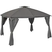 DELUKE Pavillon DUBLIN Schwarz Polyester | Gartenpavillon Gartenlaube für Garten/Terrassen