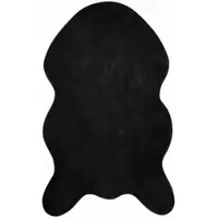 vidaXL Rutschfester Kunstfellteppich Olite Schwarz 50 x 80 cm