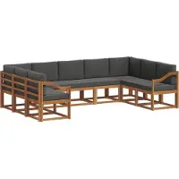 vidaXL Outdoor-Sofagarnitur 9 stk. Natur und Anthrazit