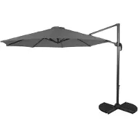DELUKE Ampelschirm ULLA Ø 300cm Anthrazit Aluminium | Sonnenschirm mit Ständer UV-Schutz Aluminium Wasserabweisend