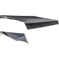 DELUKE Gelenkarmmarkise PHILA 495x300cm Elektrisch mit LED Beleuchtung Anthrazit Polyester | Balkonmarkise Gelenkmarkise für Terrasse/Balkon Sonnenschutz