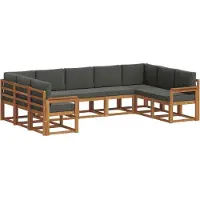 vidaXL Outdoor-Sofagarnitur 9 stk. Natur und Anthrazit