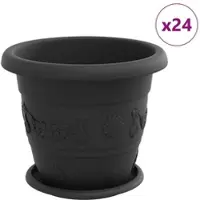 vidaXL Blumentöpfe 24 stk. Schwarz Ø 26 x 21,5 cm Kunststoff
