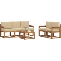 vidaXL Outdoor-Sofagarnitur 6 stk. Natur und Beige