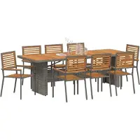 vidaXL Garten Essgruppe 9 Stk. Grau und Braun Poly-Rattan