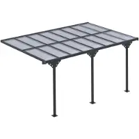 Welikera Pergola Pavillon 4.35 x 3.02 m Gartenpavillon Überdachung Zelt 231-250 cm höhenverstellbar Sonnenschutz Terrassendach Anbaupavillion Aluminium Grau