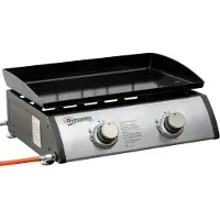 Outsunny Tischgrill Gasgrill BBQ mit 2 Brennern, Tischgasgrill mit Schlauch
