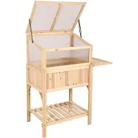 DELUKE Hochbeet PULI Braun Tanne | Gewächshaus Holz-Hochbeet für Garten Anbaubeet Gemüsebeet Kräuterbeet