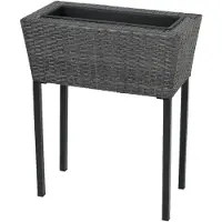 DELUKE Hochbeet BOLOGN 2er Set Dunkelgrau Kunststoff | Metall-Hochbeet für Garten Balkon-Beet Gemüsebeet Kräuterbeet