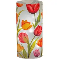 Formano LED Deko Licht Blütentraum Zylinder Glas 16 cm Tulpen Blumen Motiv Timer