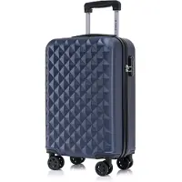 YONSLY Koffer Trolley Reisekoffer Suitcase, Rollkoffer Handgepäck ,mit 4 Rollen360°, Hartschalenreisekoffer, Zahlenschloss, Weicher Gummigriff (M,Dunkelblau)