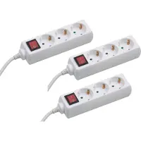 Meister Steckdosenleiste 3-fach 3er-Set 1,4 m Kabel weiß IP20 Innenbereich