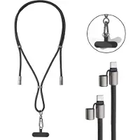 Intenso Handykette mit USB-C Lade- und Datenkabel – 60W Schnellladen, größenverstellbar, 1,65 m, Nylon, USB-C zu USB-C, schwarz, 1,65 m, USB C, USB C, Schwarz